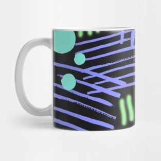 Colorful Abstract Lines, Circles, and Squiggles in a Small Repeating Pattern, made by EndlessEmporium Mug